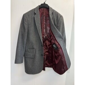 Express Blazer Herringbone Jacket Men's L, 42R Gray 2 Button Business Wool Blend